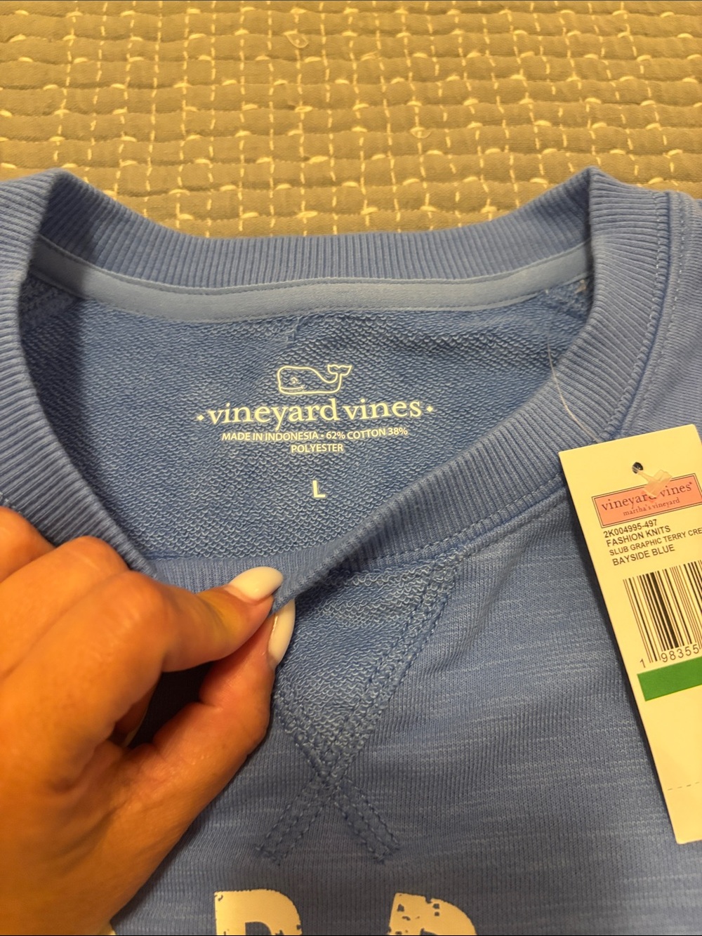 Vineyard Vines Light Blue Crewneck Sweatshirt with Yellow Anchor - Picture 3 of 3